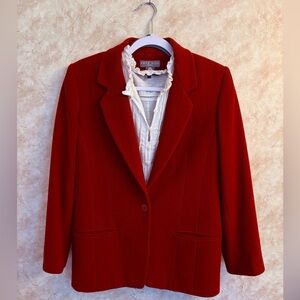 Wool-Cashmere Blend Red Blazer - Kate Hill - Size 8 Petite - Excellent Condition